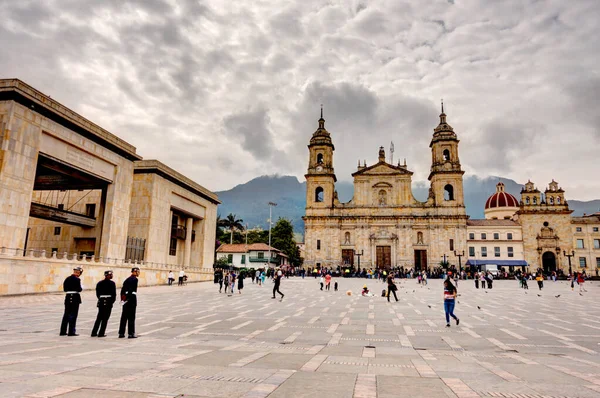 Bogota Colombia April 2019 Bolivar Square Cloudy Weather — Zdjęcie stockowe