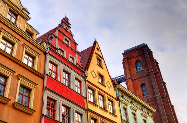 Wroclaw, Poland - August 2021 : Historical center in summertime