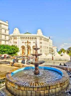 Algiers, Algeria - March 2020 : Colonial architecture in sunny weather, HDR Image