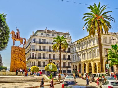 Algiers, Algeria - March 2020 : Colonial architecture in sunny weather, HDR Image