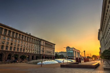 Sofia, Bulgaria - April 2021 : Historical center in springtime