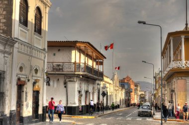 AREQUIPA, PERU - APRIL 2018 : Historical center in Arequipa