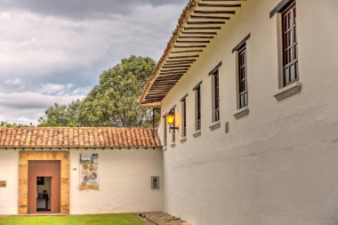 Villa de Leyva, Colombia - April 2019 : Historical center in cloudy weather