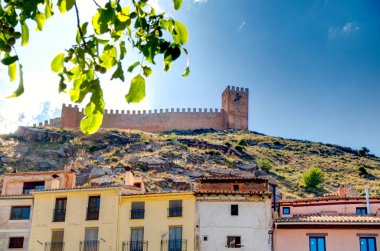 ALBARRACIN, SPAIN - JUNE 2019: Historical center in sunny weather, HDR image