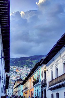 QUITO, ECUADOR - MAY 2018: Historical center of Quito at blue hours, HDR photo
