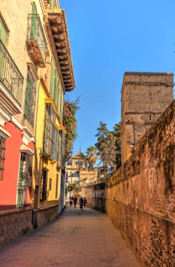 Sevilla, Spain - January 2019 : Historical center in sunny weather