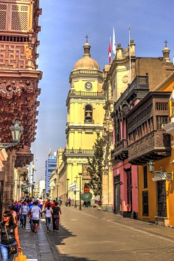 LIMA, PERU - APRIL 2018: Historical center in sunny weather