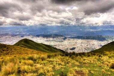 Quito, Ecuador aerial moutains view on the city 
