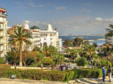 Algiers, Algeria - March 2020 : Colonial architecture in sunny weather, HDR Image