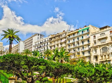 Algiers, Algeria - March 2020 : Colonial architecture in sunny weather, HDR Image