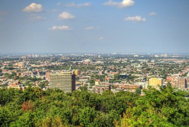 MONTREAL, QC, CANADA - SEPTEMBER 2019: Cityscape from Mont-Royal Park, HDR Image