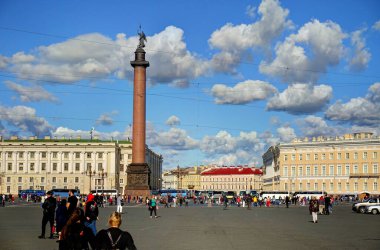 SAINT-PETERSBURG, RUSSIA - AUGUST 2018: Historical center in cloudy weather