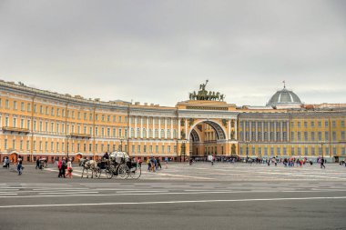 SAINT-PETERSBURG, RUSSIA - AUGUST 2018: Historical center in cloudy weather