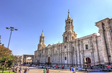 AREQUIPA, PERU - APRIL 2018 : Historical center in Arequipa