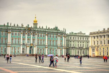 SAINT-PETERSBURG, RUSSIA - AUGUST 2018: Historical center in cloudy weather