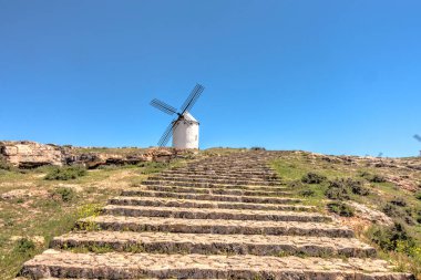 CAMPO DE CRIPTANA, SPAIN - MAY 2019: Picturesque village in La Mancha in summertime