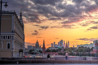 MOSCOW, RUSSIA - AUGUST 2018: Historical center in cloudy weather