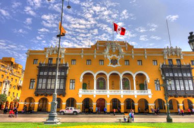 LIMA, PERU - APRIL 2018: Historical center in sunny weather