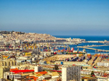 Algiers, Algeria - March 2020 : Colonial architecture in sunny weather, HDR Image