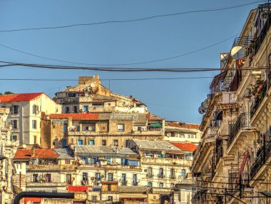 Algiers, Algeria - March 2020 : Colonial architecture in sunny weather, HDR Image