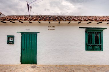 Villa de Leyva, Colombia - April 2019 : Historical center in cloudy weather