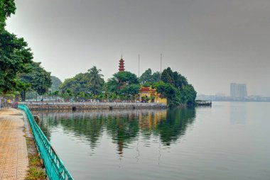 Hanoi, Vietnam - November 2020 : City center in cloudy weather