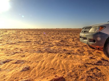TIMIMOUN, ALGERIA - MARCH 2016: Saharan desert in sunny weather
