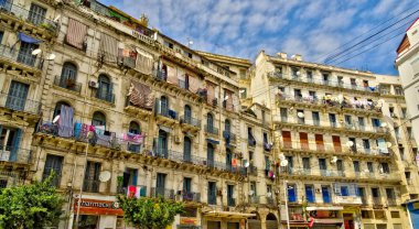 Algiers, Algeria - March 2020 : Colonial architecture in sunny weather, HDR Image