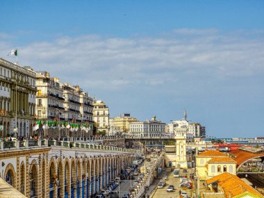 Algiers, Algeria - March 2020 : Colonial architecture in sunny weather, HDR Image
