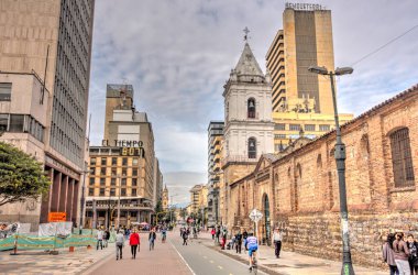 Bogota, Colombia - April 2019 : Historical center in cloudy weather