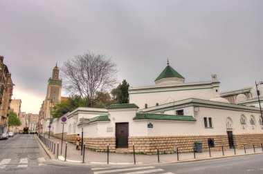 Paris, France - April 2019 : Great Mosque in cloudy weather