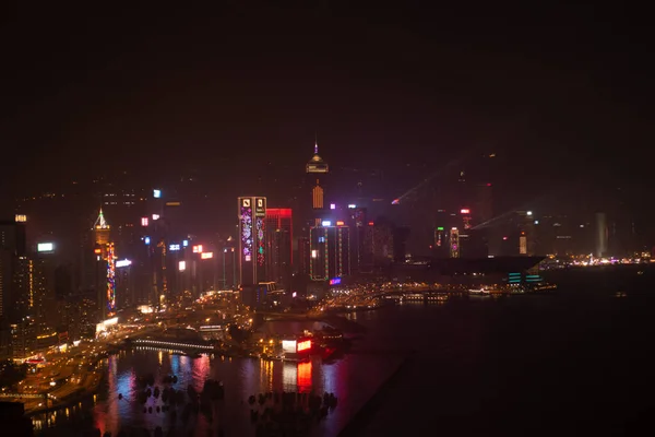 Hong Kong February 2018 Вид Гавань Гонконгу Хмарну Погоду — стокове фото