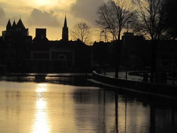 Haarlem Netherlands October 2014 Historical Center Sunrise — Foto Stock