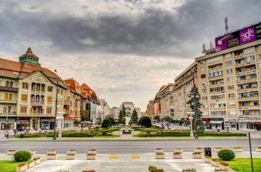 Timisoara, Romania - August 2022 : Historical center in cloudy weather, HDR Image