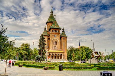 Timisoara, Romania - August 2022 : Historical center in cloudy weather, HDR Image