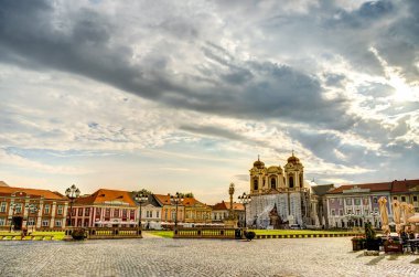 Timisoara, Romania - August 2022 : Historical center in cloudy weather, HDR Image