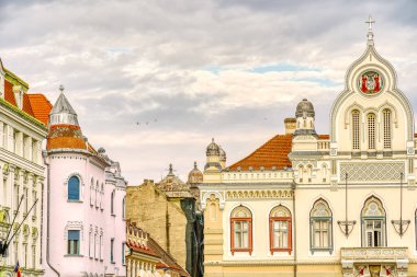 Timisoara, Romania - August 2022 : Historical center in cloudy weather, HDR Image