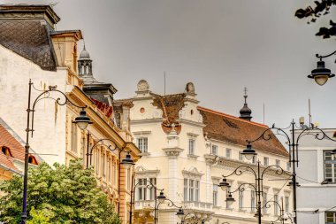 SIBIU, ROMANIA - AUGUST 2022: Historical center in cloudy weather, HDR Image
