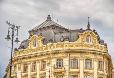 SIBIU, ROMANIA - AUGUST 2022: Historical center in cloudy weather, HDR Image