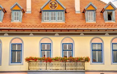 SIBIU, ROMANIA - AUGUST 2022: Historical center in cloudy weather, HDR Image