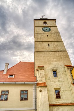SIBIU, ROMANIA - AUGUST 2022: Historical center in cloudy weather, HDR Image