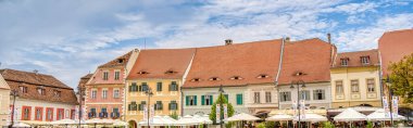 SIBIU, ROMANIA - AUGUST 2022: Historical center in cloudy weather, HDR Image