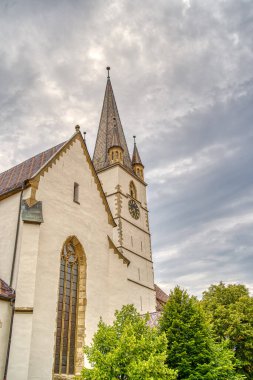 SIBIU, ROMANIA - AUGUST 2022: Historical center in cloudy weather, HDR Image