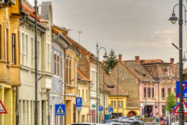 SIBIU, ROMANIA - AUGUST 2022: Historical center in cloudy weather, HDR Image