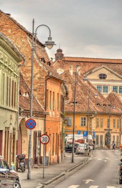 SIBIU, ROMANIA - AUGUST 2022: Historical center in cloudy weather, HDR Image