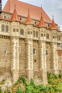 HUNEDOARA, ROMANIA - AUGUST 2022: Corvin Castle in cloudy weather, HDR Image