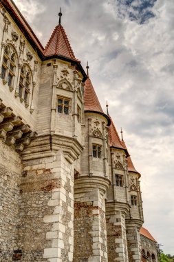 HUNEDOARA, ROMANIA - AUGUST 2022: Corvin Castle in cloudy weather, HDR Image