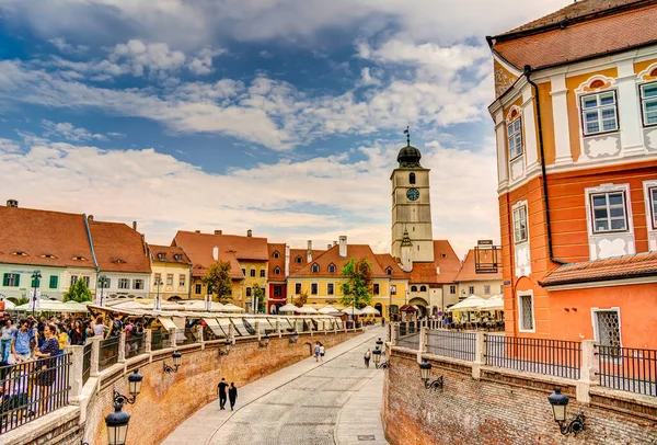 Sibiu Romania August 2022 Historical Center Cloudy Weather Hdr Image — Stockfoto