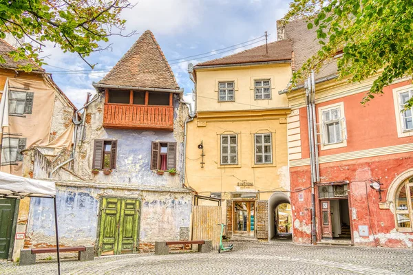 SIBIU, ROMANIA - AUGUST 2022: Historical center in cloudy weather, HDR Image