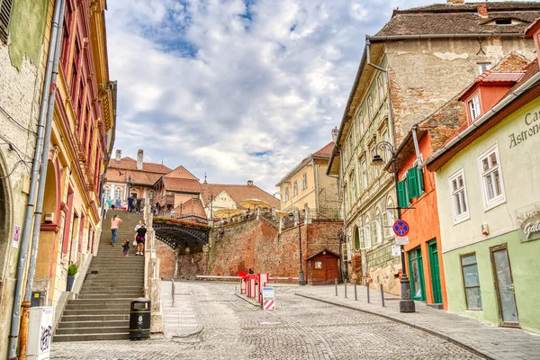 Sibiu Romania August 2022 Historical Center Cloudy Weather Hdr Image — Stockfoto